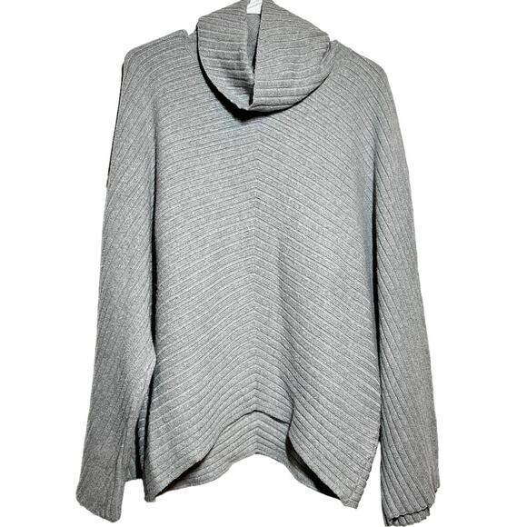 Anthropologie Moth Tisbury Cowl Neck Sweater Knitted Chevron Gray Medium - Picture 3 of 7